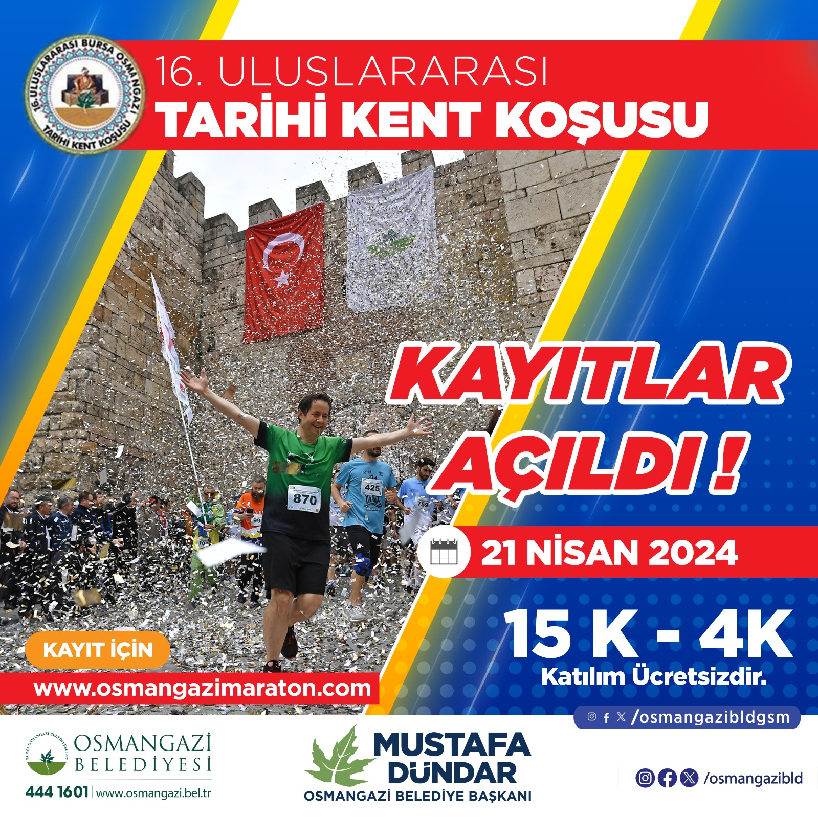 Bursa Osmangazi 16. Uluslararası tarihi Kent koşusu kayıtları açıldı